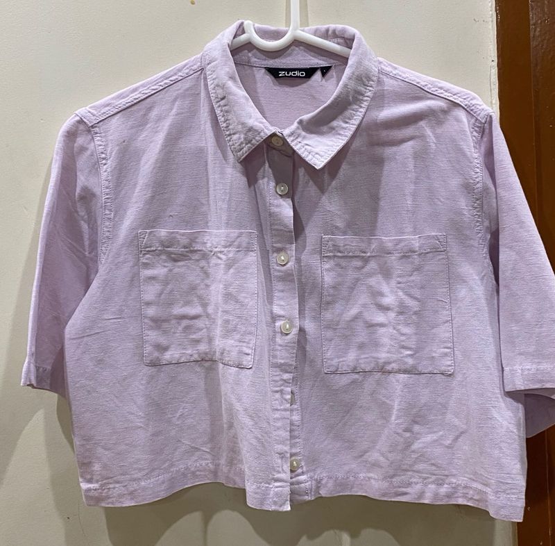 Lilac Zudio Cropped Shirt