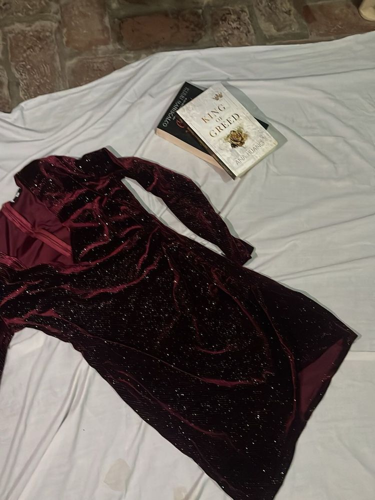 Burgundy Velvet Dress