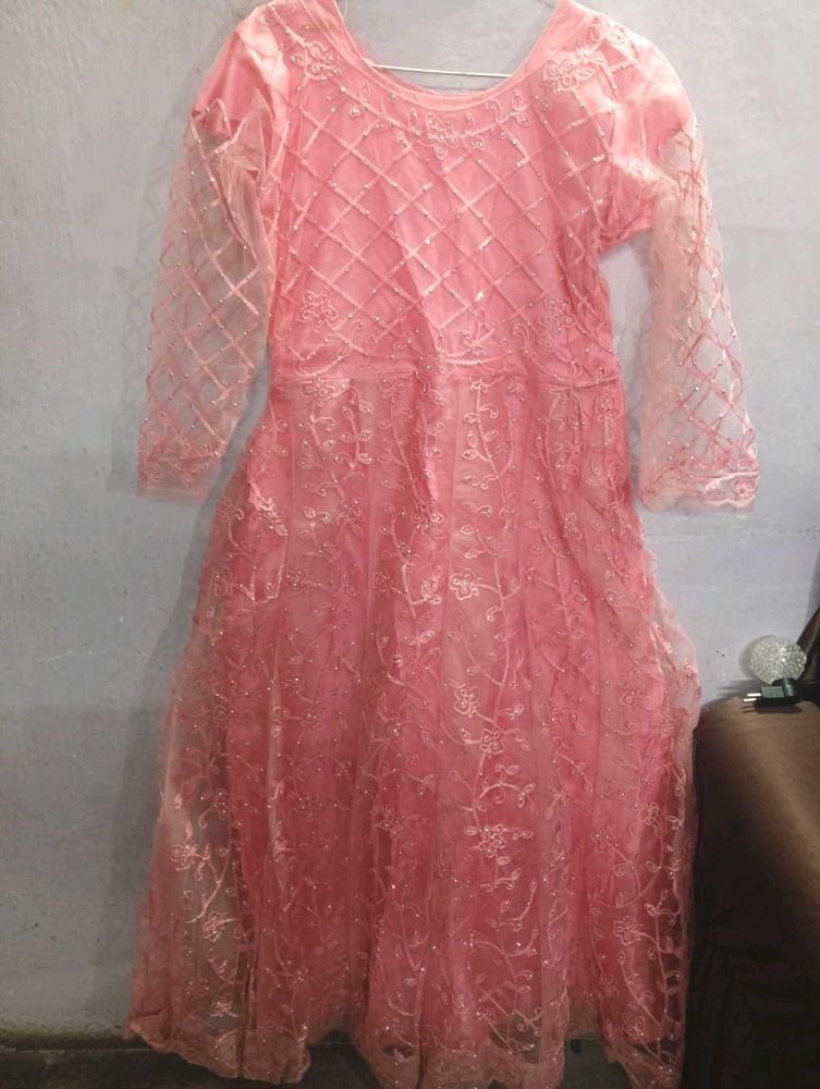 Elegant Pink Embellished Dress