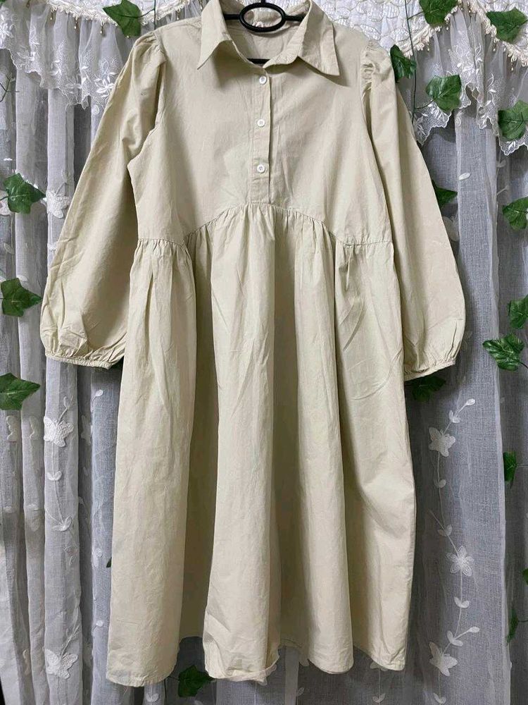 Beige Long Sleeve Dress