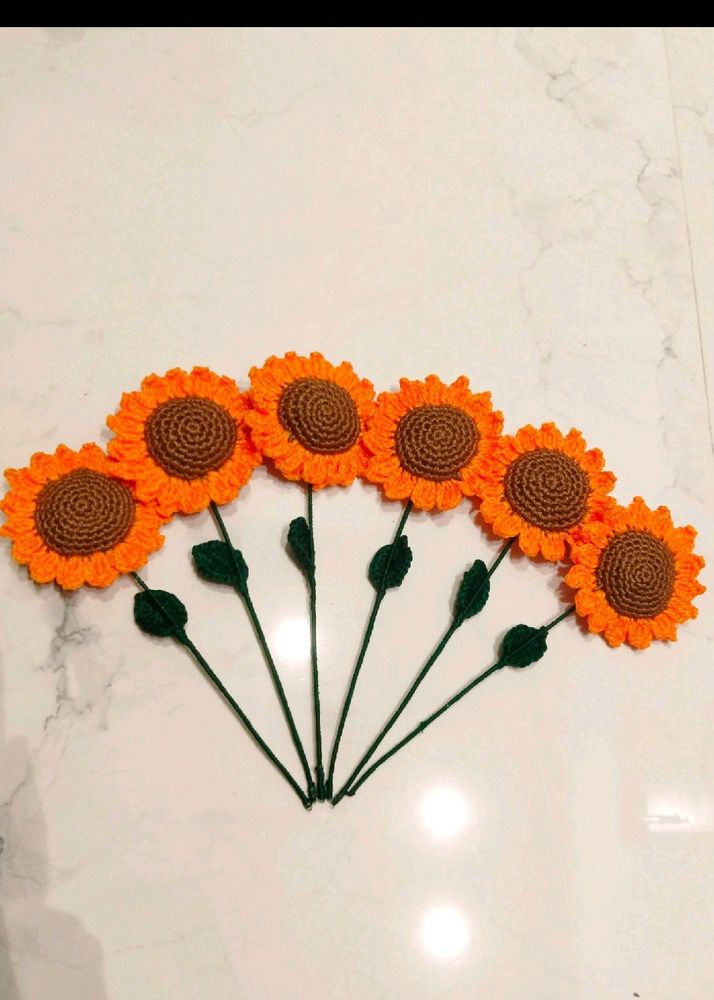 Pack Of 6 Crochet Sunflowers