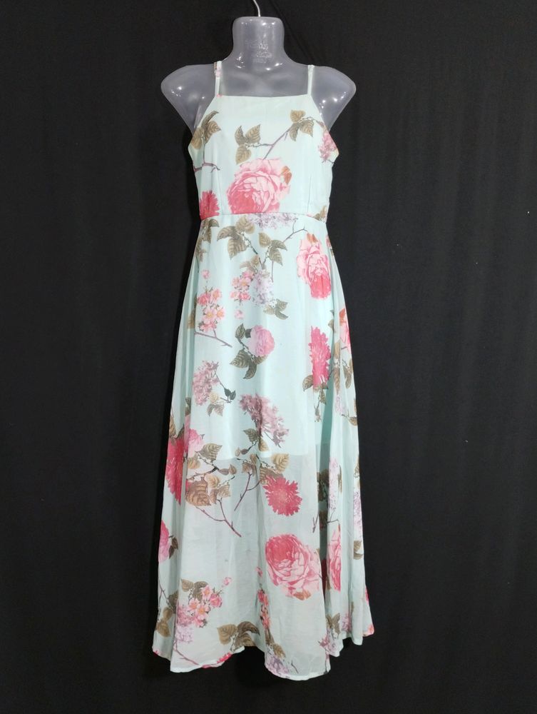 Branded Light Blue Floral Printed Gown Style