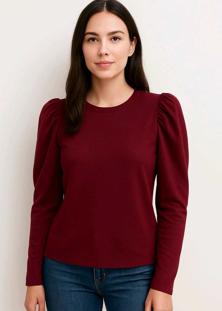 Burgundy Puff Sleeve Top