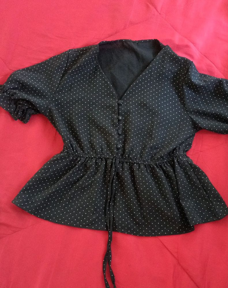 Black Polka Dot Top