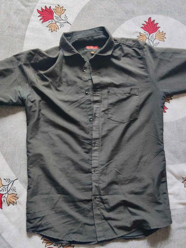 Olive Green Button-Down Shirt