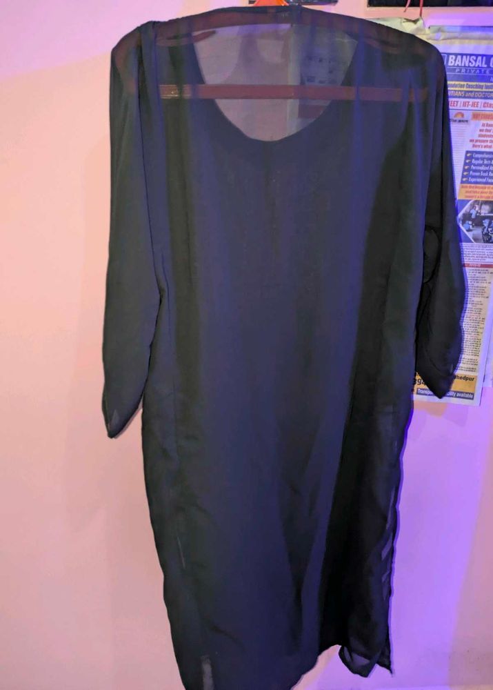 Black Sheer Tunic With Skirt