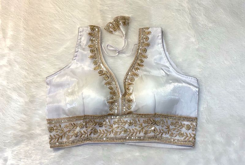 Elegant White &amp; Gold Blouse