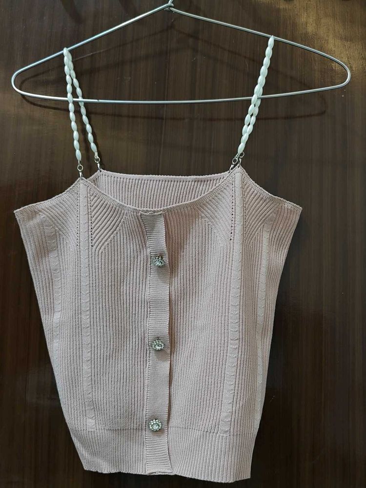 Pink top with pearl strip