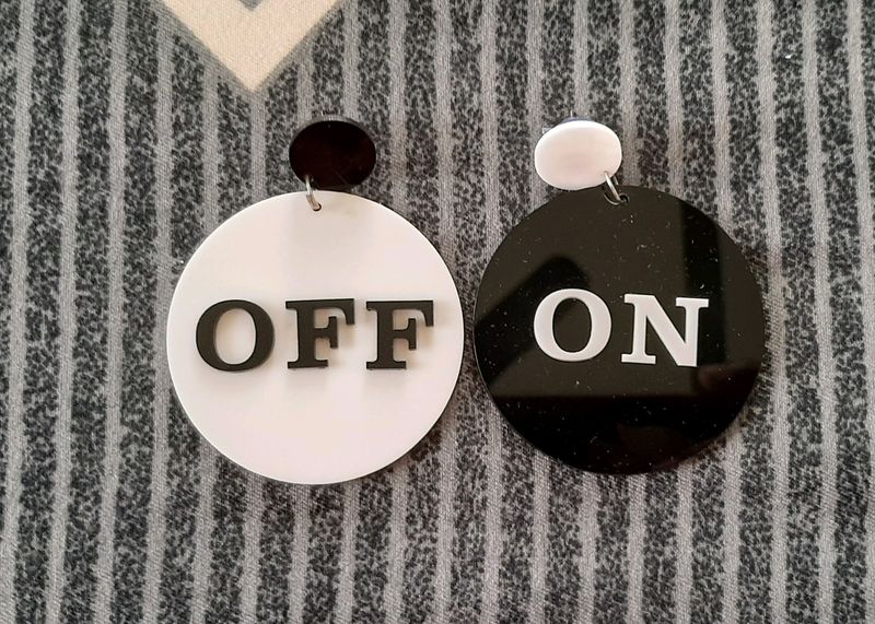 ON OFF Acrylic Earrings