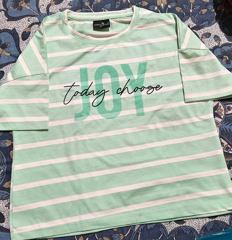 Striped &#39;JOY&#39; Tee
