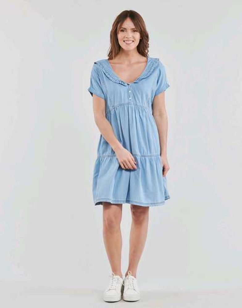 new Denim Tiered Mini Dress top