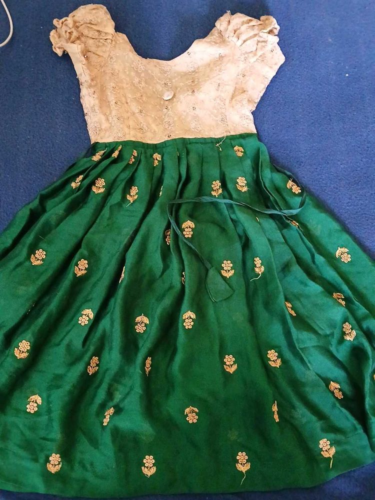 Green Embroidered Party Dress