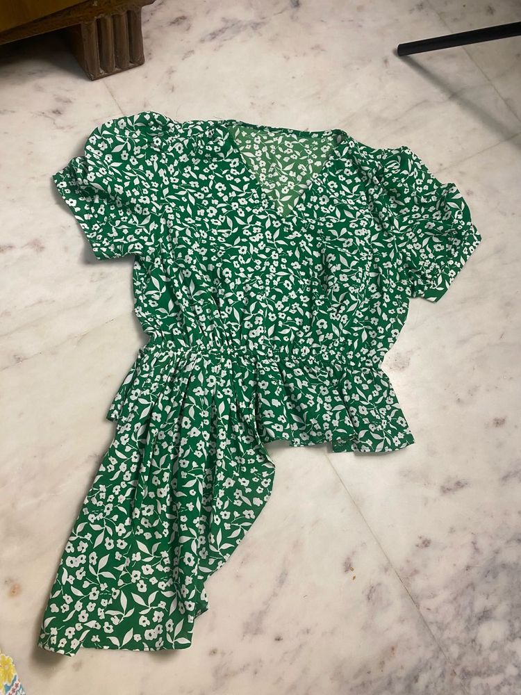 Floral Print Green Top