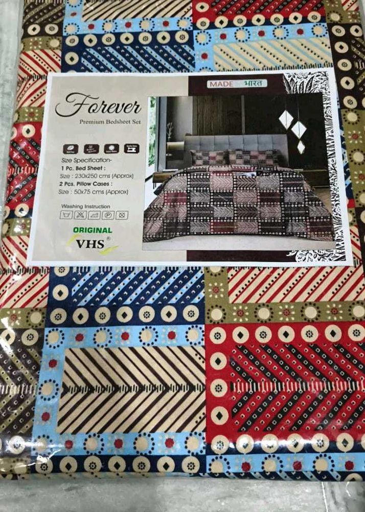Jaipuri Print Double Bed Sheet With Pillow Cover