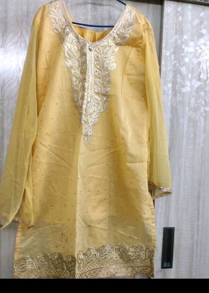 Gold Embellished Kurti Shara Set