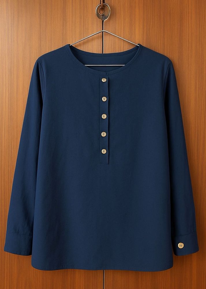 Navy Button-Down Top