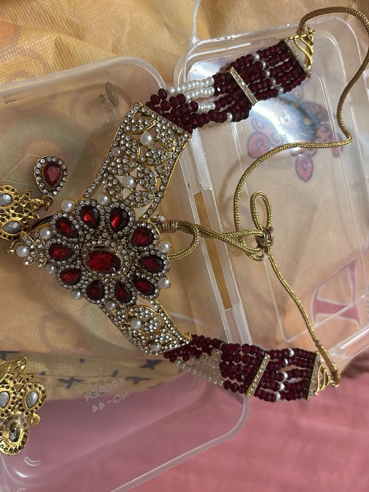 Red &amp; Pearl Indian Jewelry Set