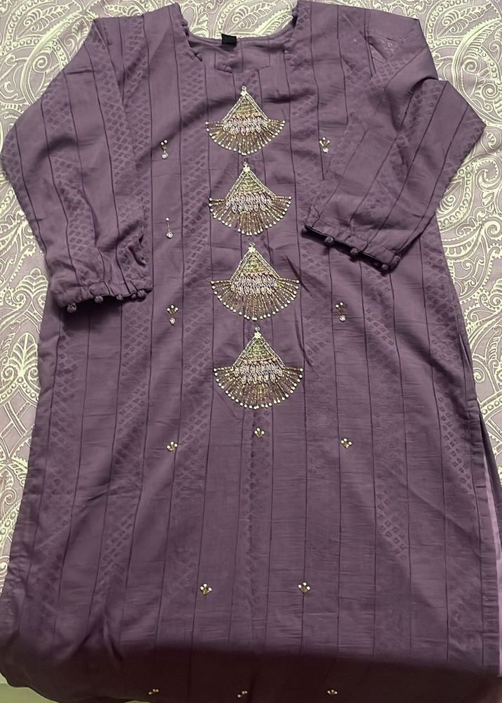 Embroidered Purple Kurta