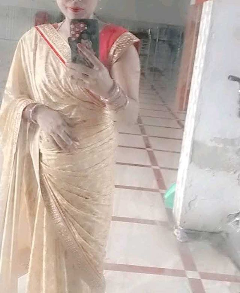 Cream Colour Saree One Time Use Only