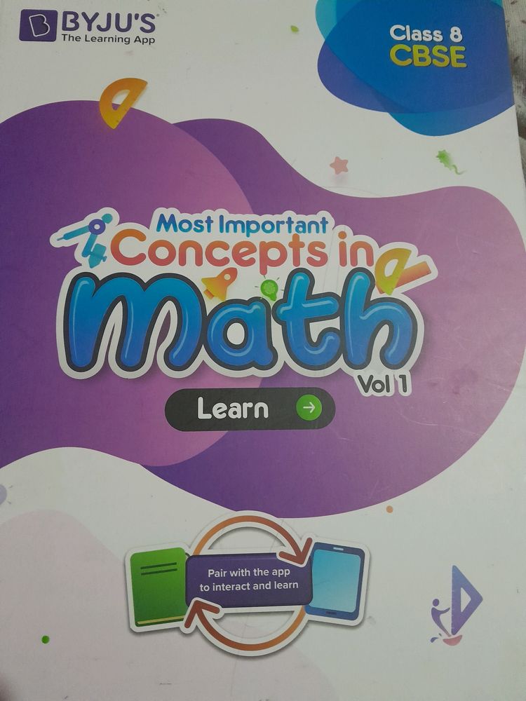Class 8th BYJU&#39;S Maths Most Important Concepts  Books . 3 Volumes