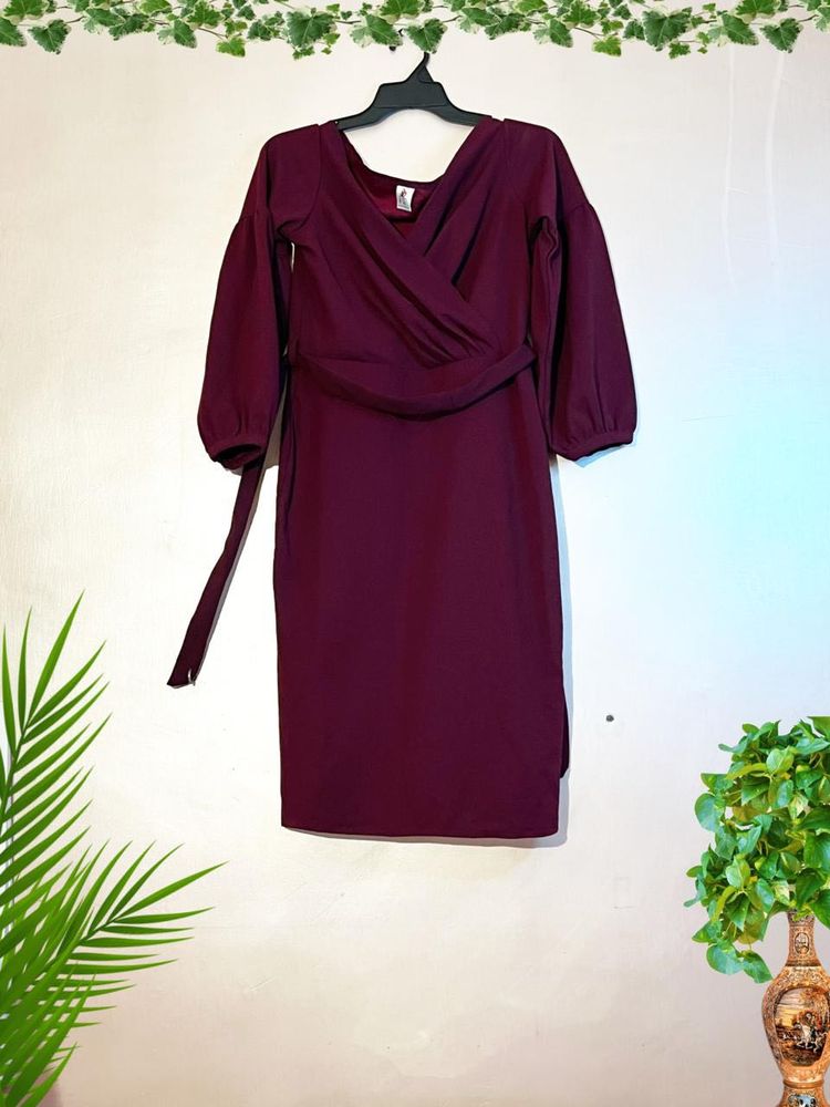Burgundy Wrap Dress