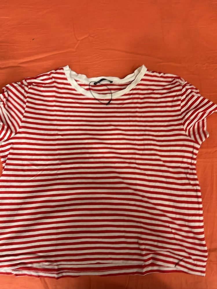 Cotton striped T-shirt, Red and white