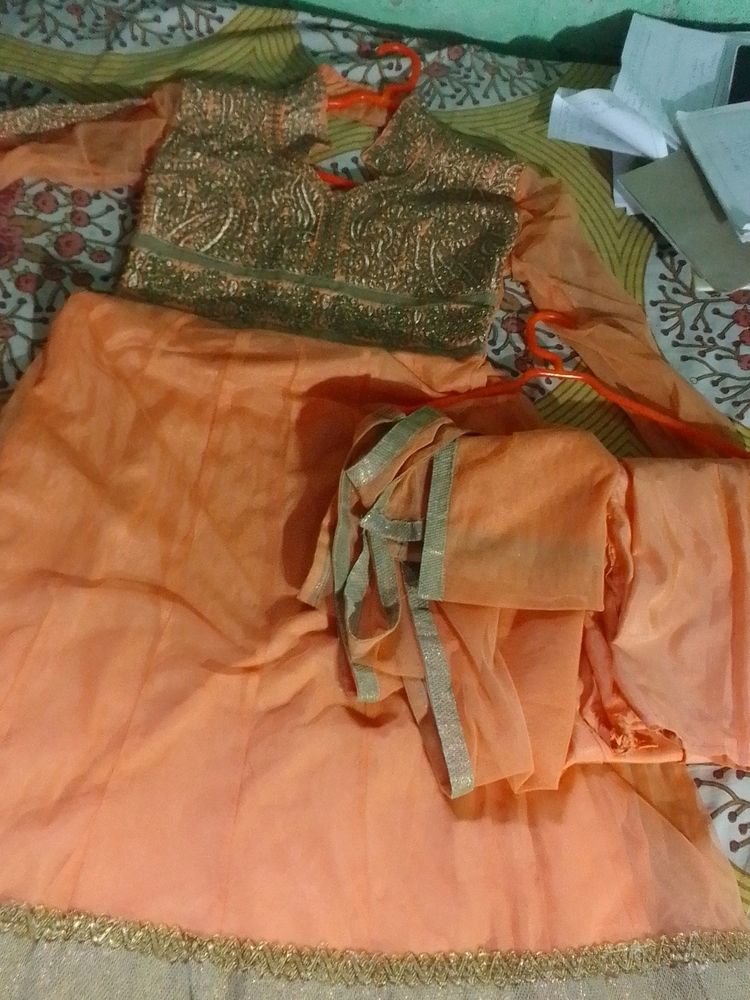 Orange Pakistani Embroidery Suit