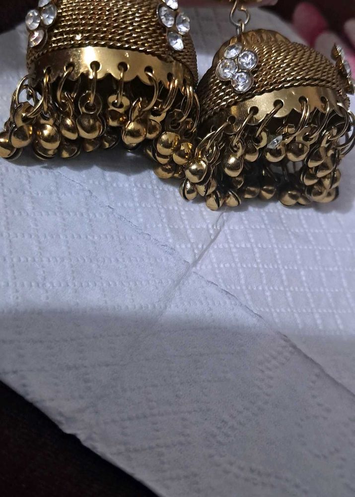 Golden Jhumka Earrings