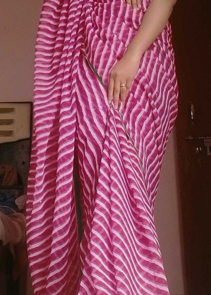 Pink Striped Saree