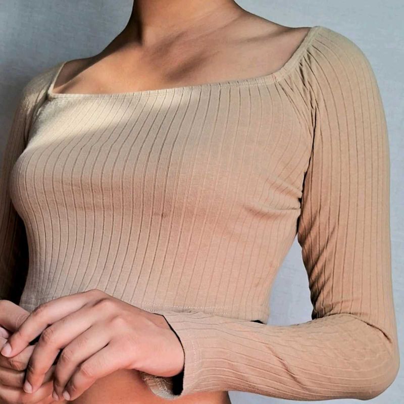 Cute Beige Crop Top