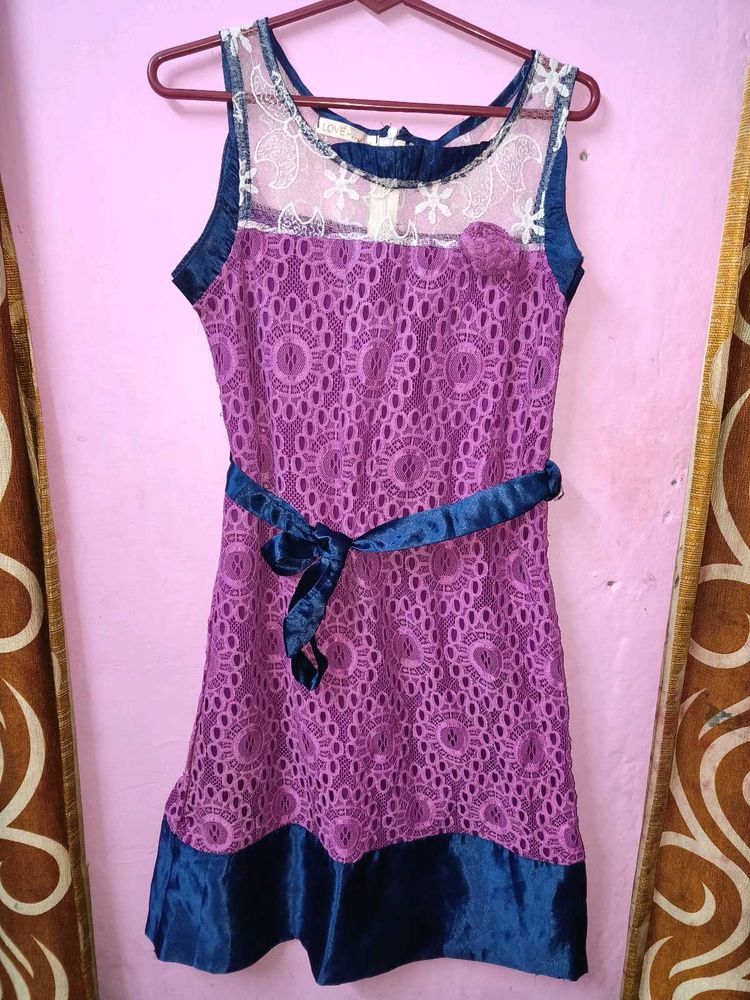 Lace Overlay Party Dress