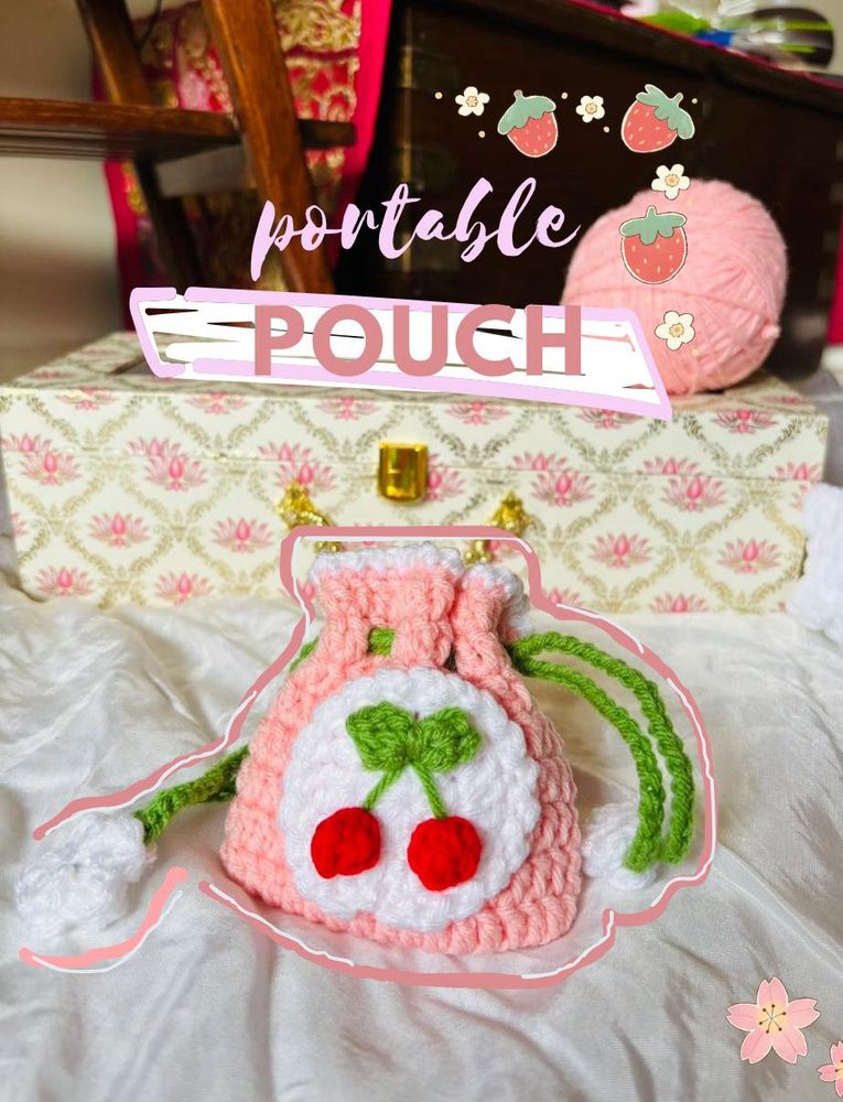 Handmade Cherry Crochet Pouch