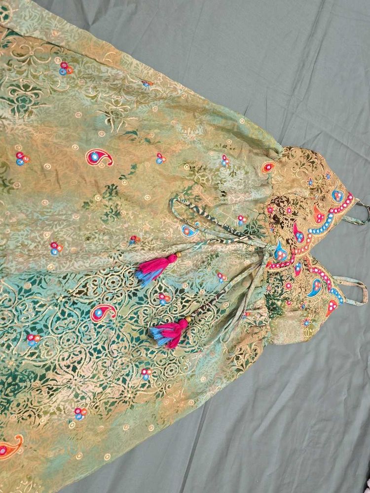 Boho V-Neck Embroidered Flared Dress