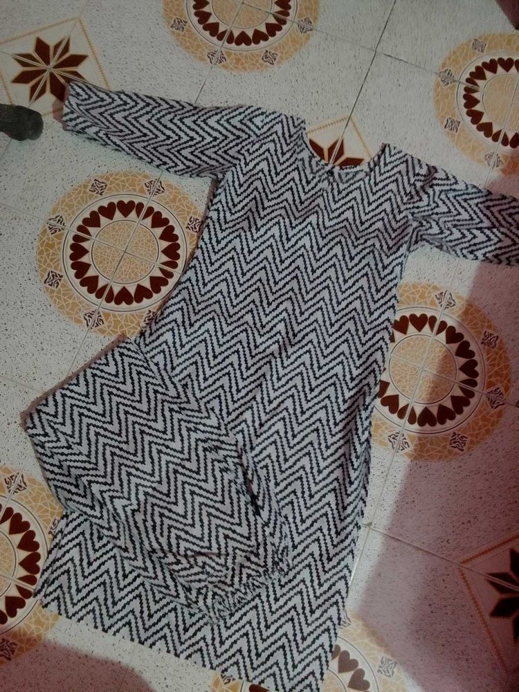 Zigzag Print Kurta Set