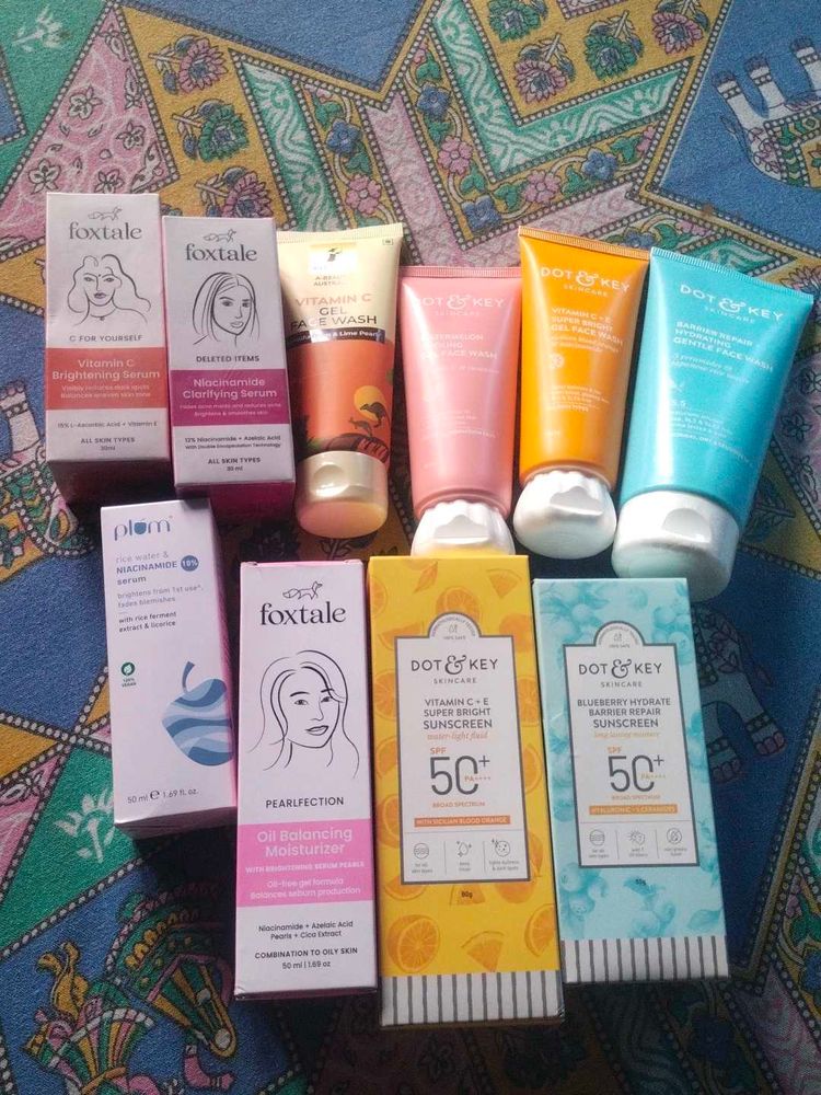 Sunscreen, Serum, Facewash, Moisturizer