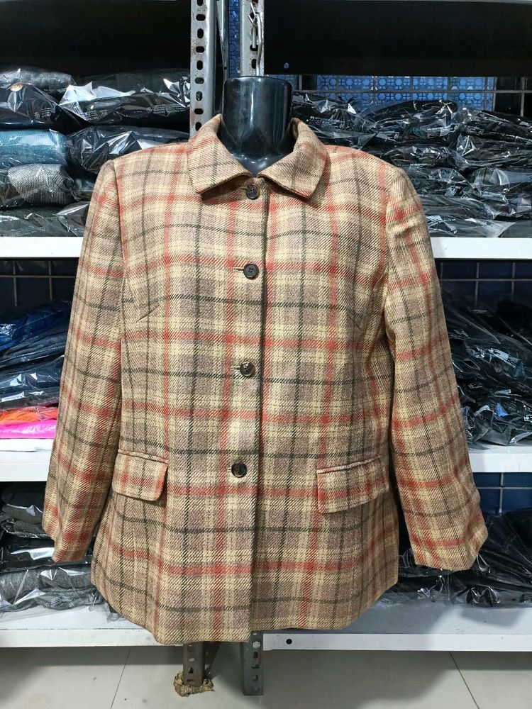 Plaid Cotton Blend Koren Coat.