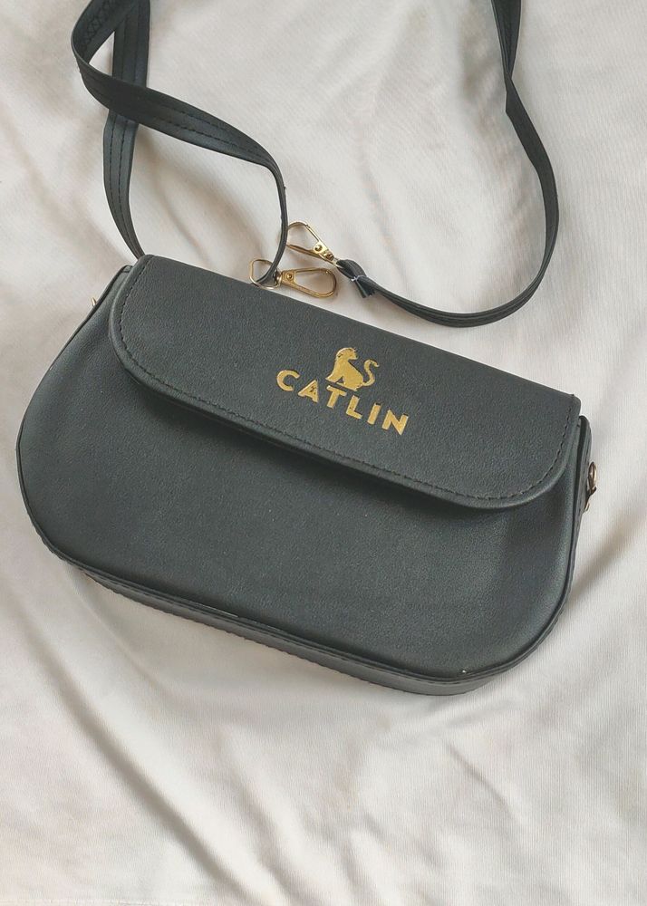 Black Leather Sling Bag