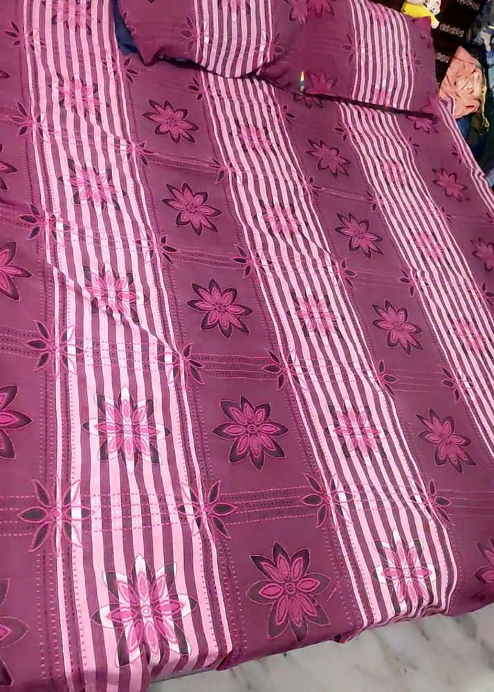 Rose Color Floral 5 Feet Double Bed Bedsheet