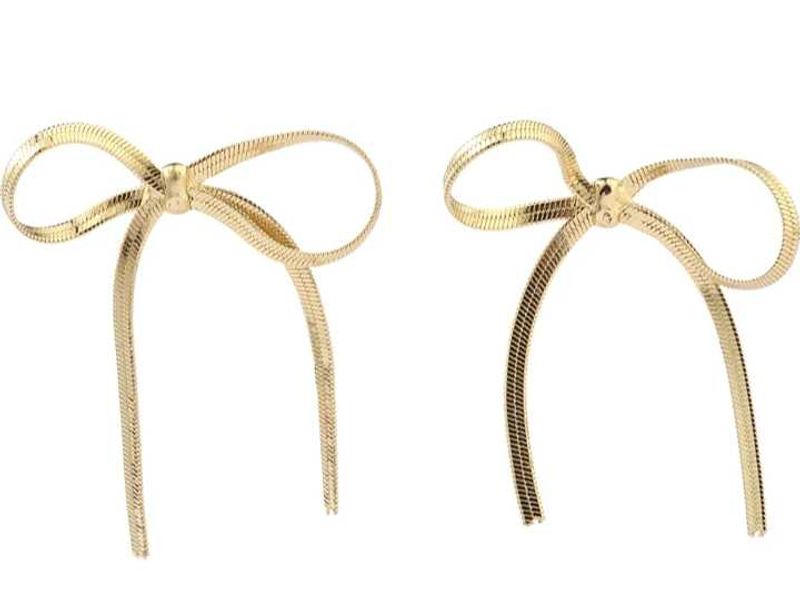 Gold Bow Drop Earrings