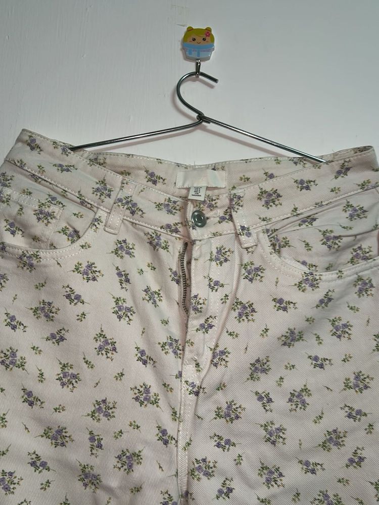 Floral Print Jeans