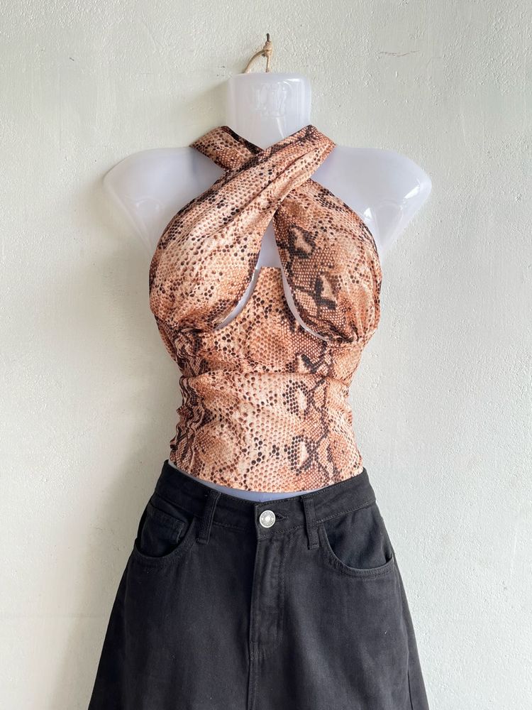 Snake Print Halter Top