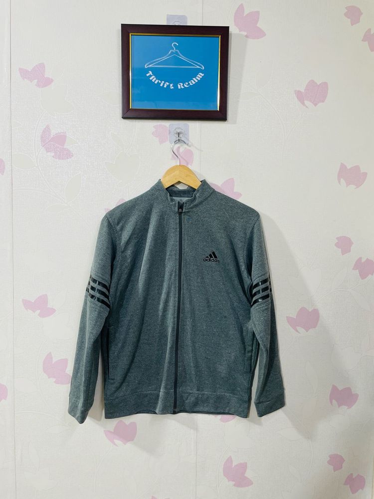 Adidas Grey Zipper Full Sleeve Jacket