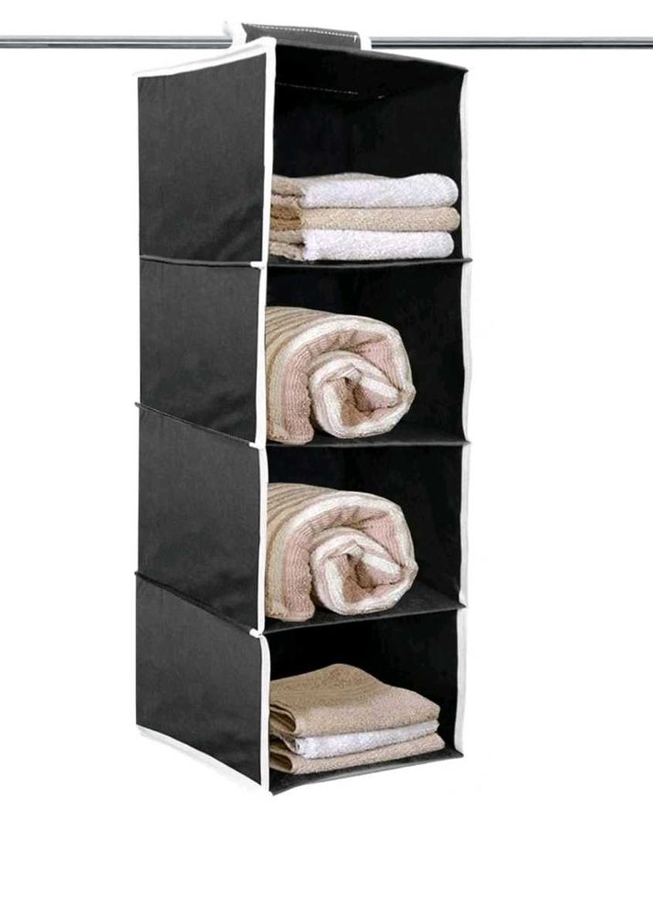 4 shelf Closet Organizer For Wardrobe Black