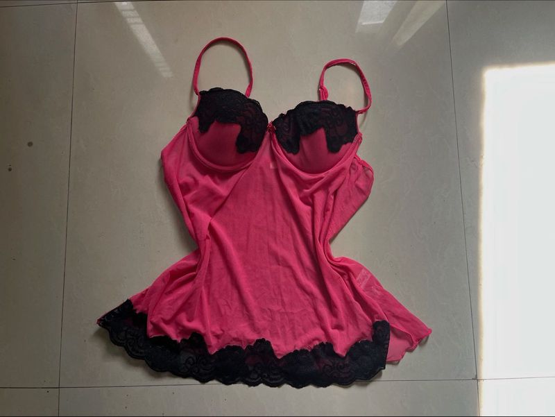 Pink &amp; Black Lace cami