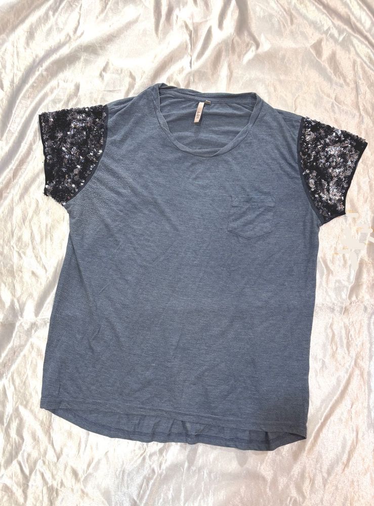 LOV Sequin Sleeved Top