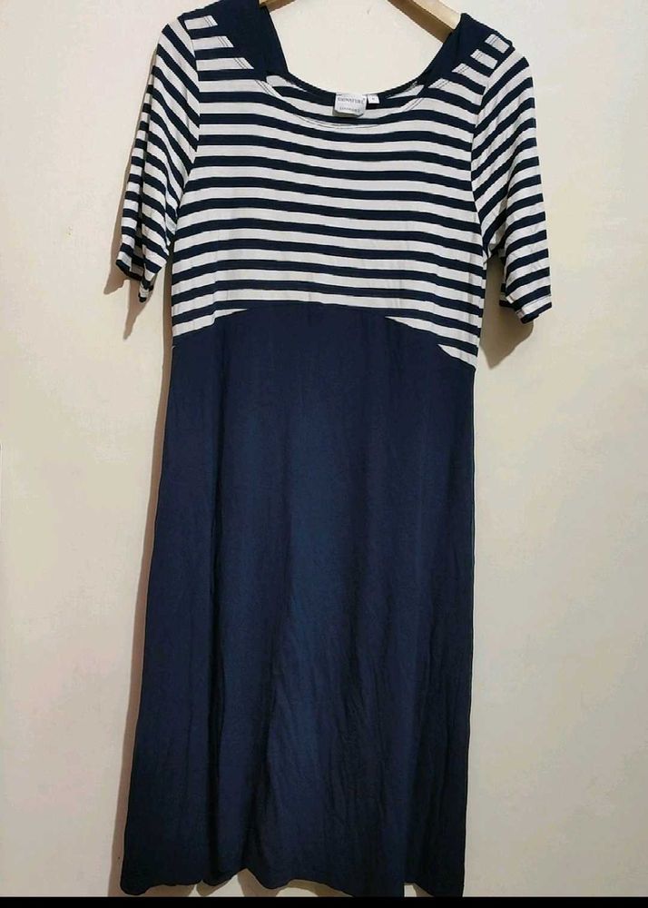 Navy Blue White Lining Dress For 36- 38 Bust