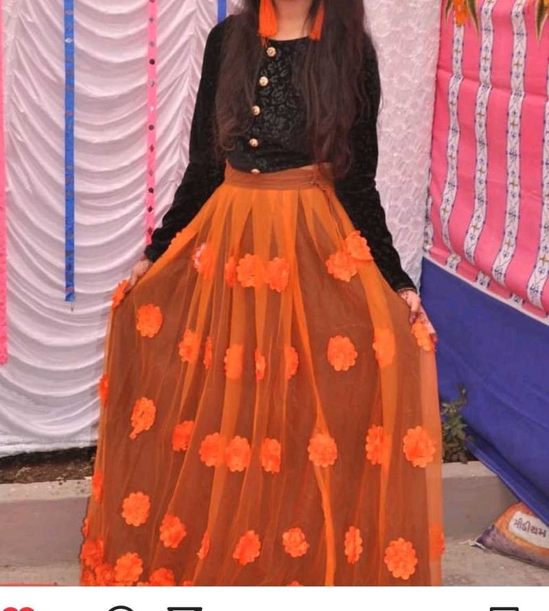 Orange Floral Lehenga Choli