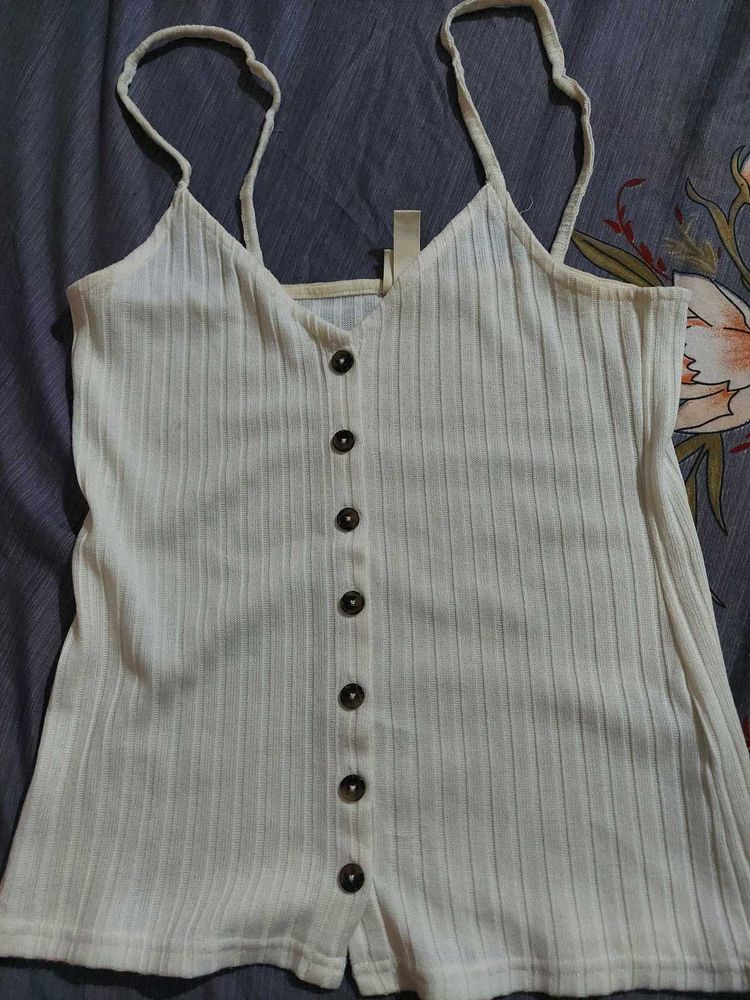 White Button Tank Top