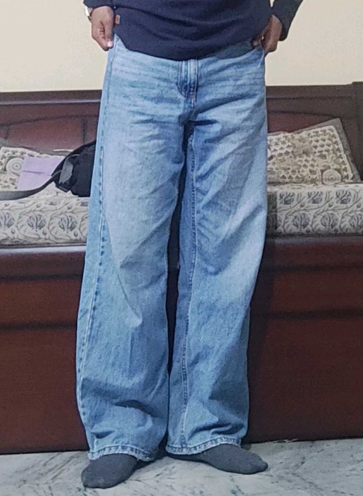 (NEGOTIABLE PRICE) blue baggy wide leg jeans