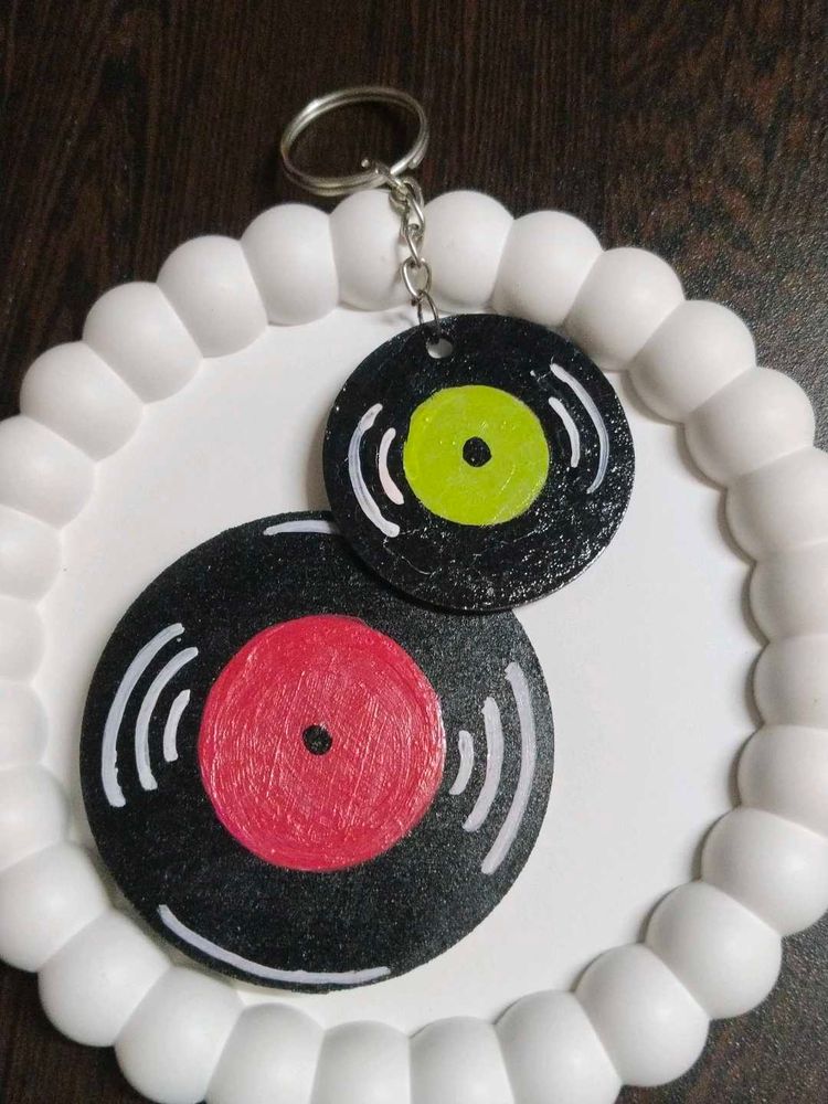 Handcrafted Record Keychain &amp; fridge magnet